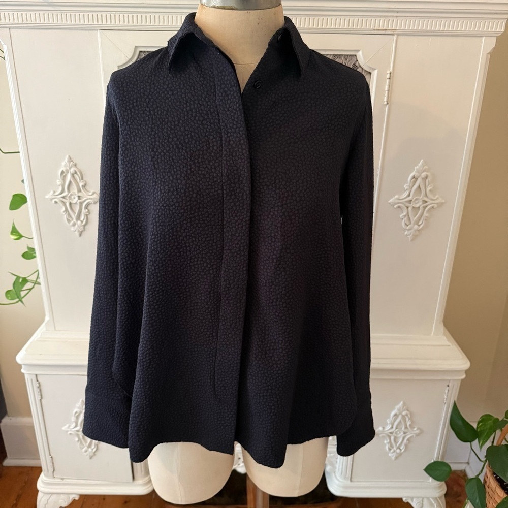 SeeByChloe Textured Black Button Down Blouse